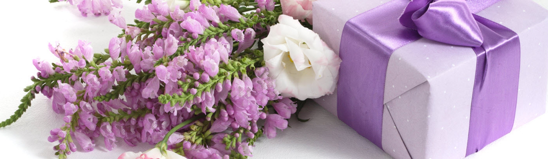 flowers and a gift wrapped